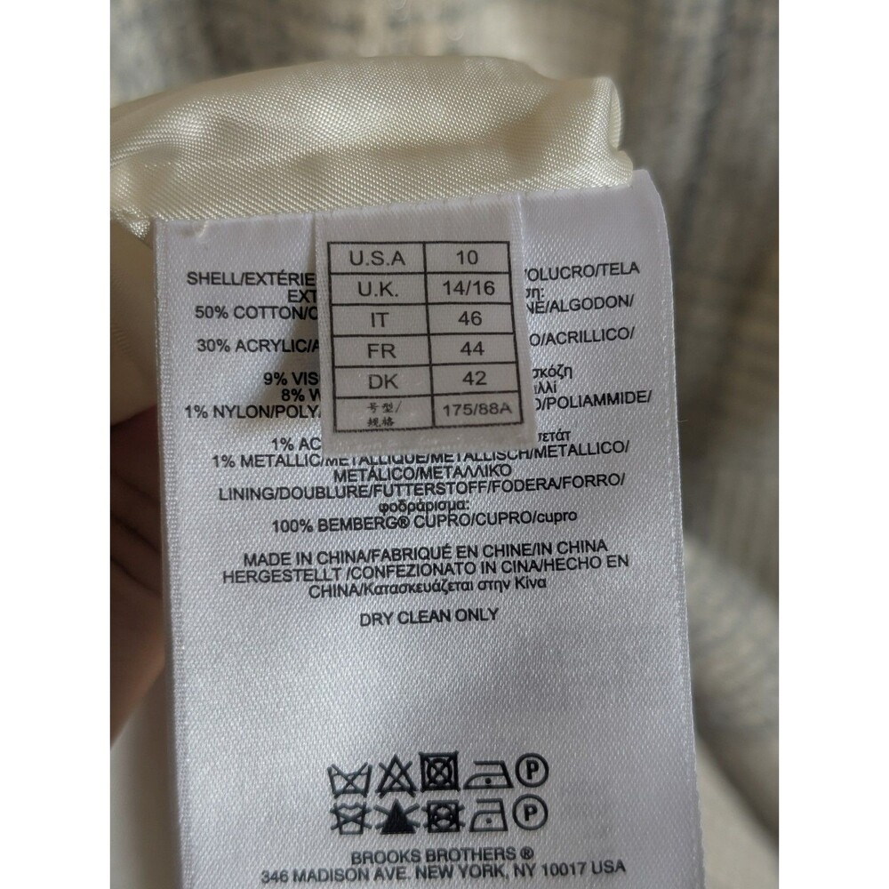 Brooks Brothers Sz Dress Women White Cream Gray Tweed Plaid Shift Midi Lined - Picture 5 of 6